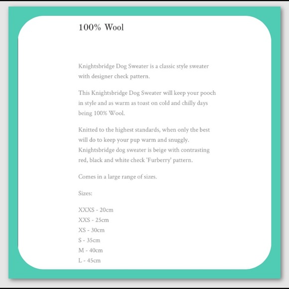 👑✅PRICE FIRM✅ Warm checkered doggie sweater. 💯% Wool. NWOT - Picture 8 of 12